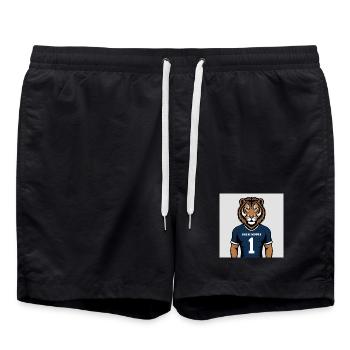 Tiger Maskottchen Jersey Druck - Badeshorts - Schwarz - Vorne - AI Model Male 185 light (185cm)