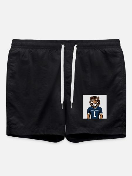 Tiger Mascot Jersey Print - Swim Trunks - black