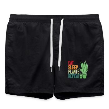 Eat Sleep Plants Repeat Plant Lover - Badeshorts - Schwarz - Vorne - AI Model Male 185 light (185cm)