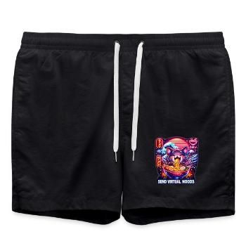 Ramen Neon Katze Kanagawa Retro - Badeshorts - Schwarz - Vorne - AI Model Male 185 light (185cm)