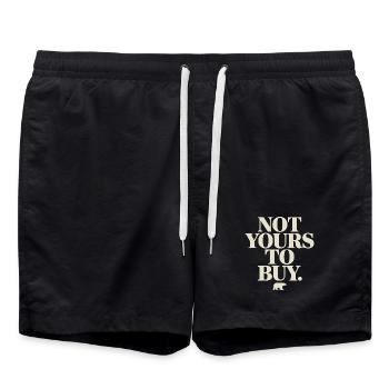 Not Yours To Buy - Greenland Protest text - Swim Trunks - black - Front - AI Model Male 185 light (185cm)
