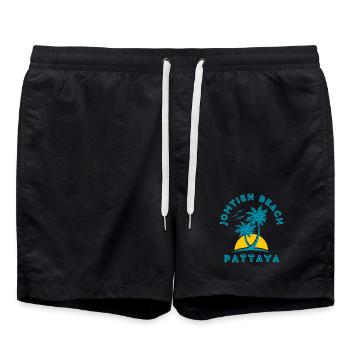 Coucher de soleil de palmier de Pattaya Beach - Short de bain - noir - Devant - AI Model Male 185 light (185cm)