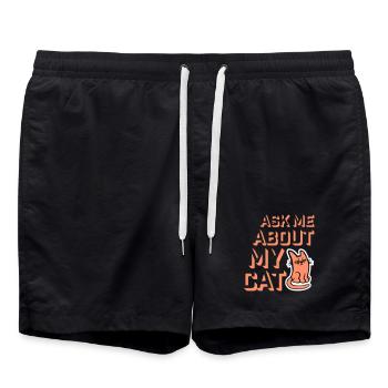 Demandez-moi pour mon chat Chat Amour des animaux Animaux - Short de bain - noir - Devant - AI Model Male 185 light (185cm)