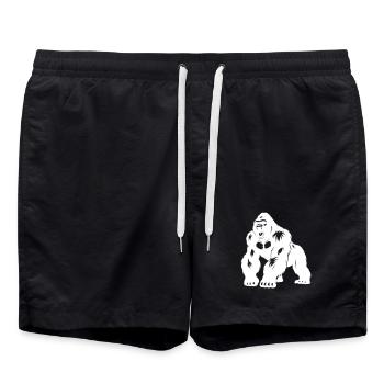 Silhouette Gorille dos argenté - Short de bain - noir - Devant - AI Model Male 185 light (185cm)