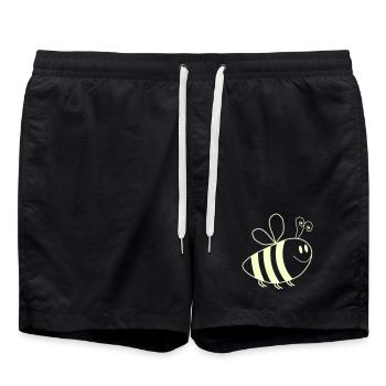 Motif des abeilles souriantes - Short de bain - noir - Devant - AI Model Male 185 light (185cm)