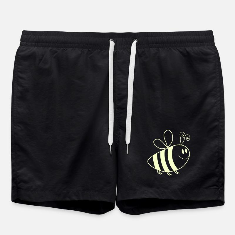 Lächelnde Bienchen Muster - Badeshorts - Schwarz