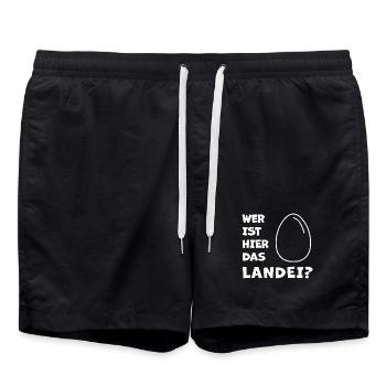 Das Landei - Fans de poulet - Coq - Coq - Bio - Short de bain - noir - Devant - AI Model Male 185 light (185cm)