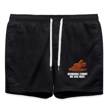 Lapin de Pâques Lapin en chocolat drôle - Short de bain - noir - Devant - AI Model Male 185 light (185cm)