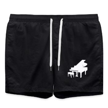Piano Silhouette Monochrom - Badeshorts - Schwarz - Vorne - AI Model Male 185 light (185cm)