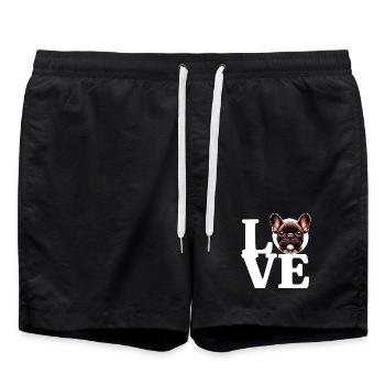 LOVE French Bulldog Dog Dog Lover Funny - Swim Trunks - black - Front - AI Model Male 185 light (185cm)