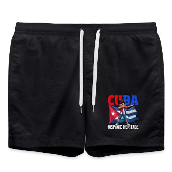 Cuba Pride & Home - Design du drapeau de Cuba - Short de bain - noir - Devant - AI Model Male 185 light (185cm)