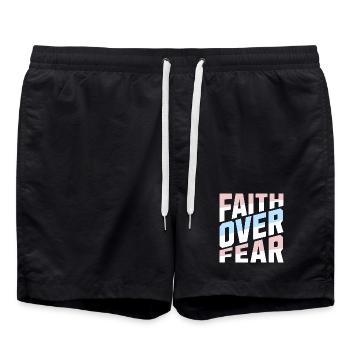 Faith Over Fear Pastel Christian Inspirational - Swim Trunks - black - Front - AI Model Male 185 light (185cm)