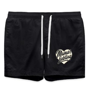 Mamas Liebling Herz Schrift - Badeshorts - Schwarz - Vorne - AI Model Male 185 light (185cm)