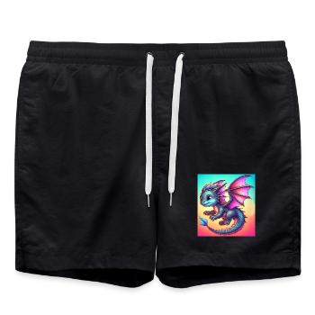 Drache - Badeshorts - Schwarz - Vorne - AI Model Male 185 light (185cm)