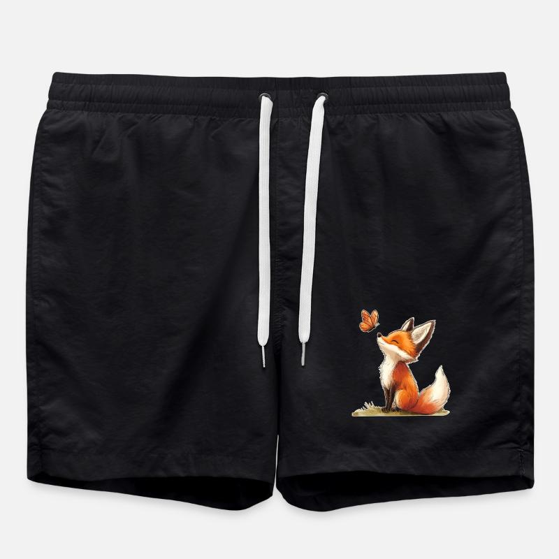 Fox with Butterfly - Swim Trunks - black
