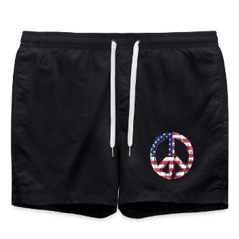 Peace USA Flagge - Badeshorts - Schwarz - Vorne - AI Model Male 185 light (185cm)