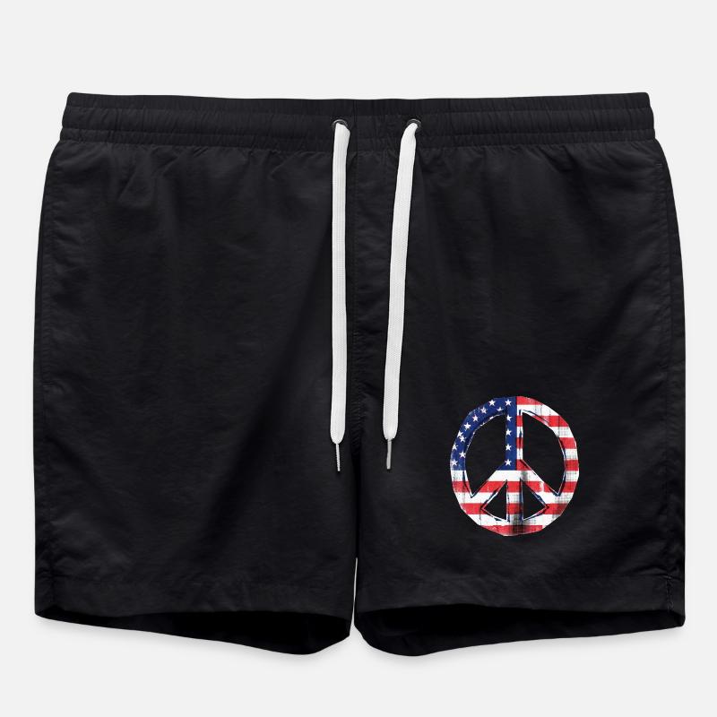 Peace USA Flagge - Badeshorts - Schwarz