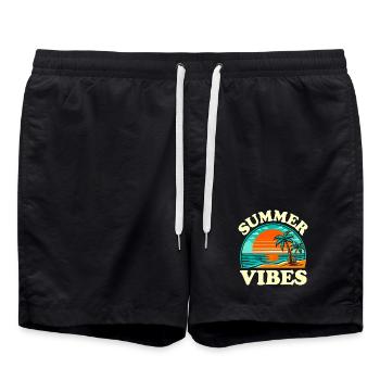Palmen-Sommer- und Sonnenuntergangsstimmung - Badeshorts - Schwarz - Vorne - AI Model Male 185 light (185cm)
