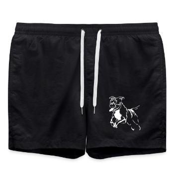 American Staffordshire Terrier "Black Edition" - Swim Trunks - black - Front - AI Model Male 185 light (185cm)