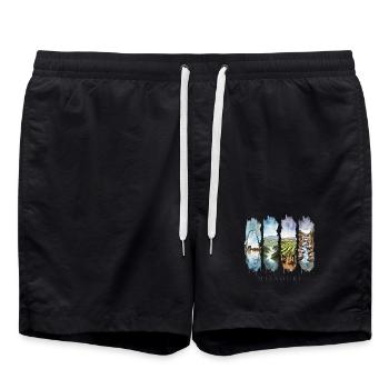 Missouri Urlaub Travel – Gateway Arch Motiv - Badeshorts - Schwarz - Vorne - AI Model Male 185 light (185cm)