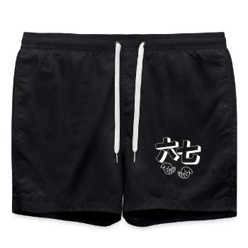 67 "six seven" hands asia style - Badeshorts - Schwarz - Vorne - AI Model Male 185 light (185cm)