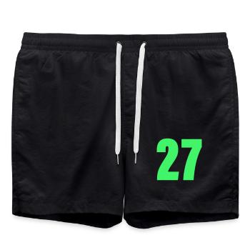Neon Grün 27 Typografie Schwarz - Badeshorts - Schwarz - Vorne - AI Model Male 185 light (185cm)