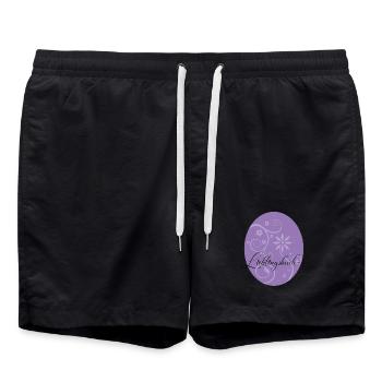 Lieblingsbuch Florale Eleganz lila - Badeshorts - Schwarz - Vorne - AI Model Male 185 light (185cm)