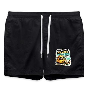 Vertraue nie einem Keks - Badeshorts - Schwarz - Vorne - AI Model Male 185 light (185cm)