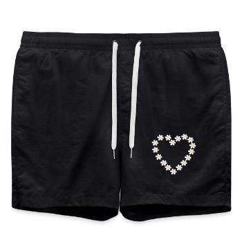 Conception de cœur marguerite - Short de bain - noir - Devant - AI Model Male 185 light (185cm)