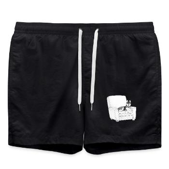 Husky im Bleistift-Sessel - Badeshorts - Schwarz - Vorne - AI Model Male 185 light (185cm)