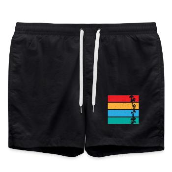 Pilzstreifen Retro-Design - Badeshorts - Schwarz - Vorne - AI Model Male 185 light (185cm)