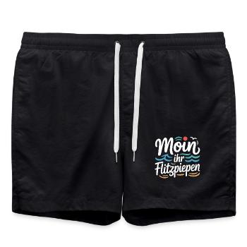 Moin Ihr Flitzpiepen Norddeutsch Hamburg Büro Moin - Badeshorts - Schwarz - Vorne - AI Model Male 185 light (185cm)