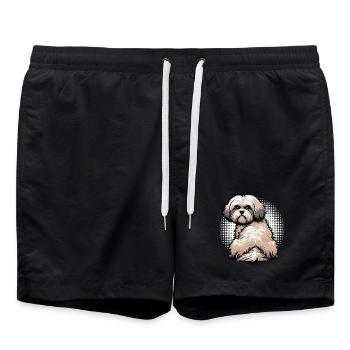 Havaneser Havaneserbesitzer Havaneserhalter  - Badeshorts - Schwarz - Vorne - AI Model Male 185 light (185cm)