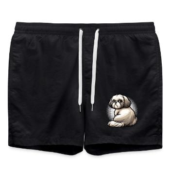 Shih tzu Shih tzu Shih tzu Shih tzu propriétaire de Shih tzu fan - Short de bain - noir - Devant - AI Model Male 185 light (185cm)