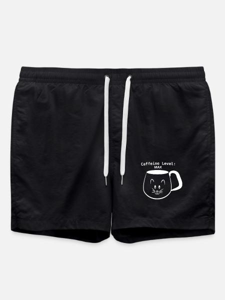 Weißer Katzenbecher Koffein-Level MAX Kunst - Badeshorts - Schwarz