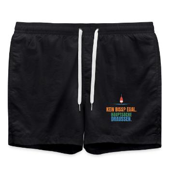 Kein Biss? Egal. Hauptsache draußen. - Badeshorts - Schwarz - Vorne - AI Model Male 185 light (185cm)
