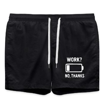 Kein Job, Danke – Anti-Work Meme - Badeshorts - Schwarz - Vorne - AI Model Male 185 light (185cm)