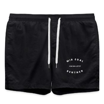 Mir egal ich bin jetzt Rentner Lustiges - Badeshorts - Schwarz - Vorne - AI Model Male 185 light (185cm)