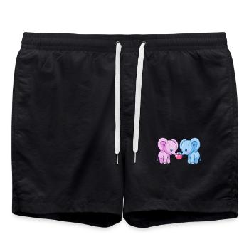 Couple de mammouths amour la Saint-Valentin - Short de bain - noir - Devant - AI Model Male 185 light (185cm)
