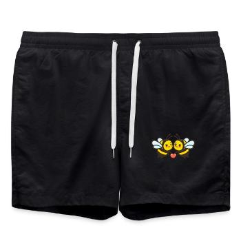 Biene Paar Liebe Valentinstag - Badeshorts - Schwarz - Vorne - AI Model Male 185 light (185cm)