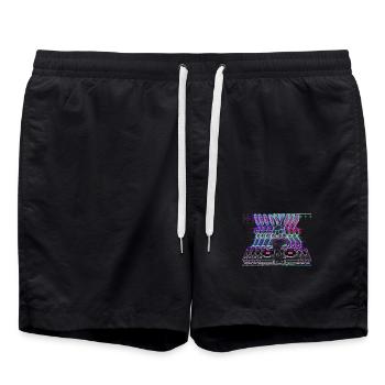 Cyberpunk Neon Beat DJ Rabbit - Swim Trunks - black - Front - AI Model Male 185 light (185cm)