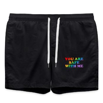 Bei mir bist du sicher - Badeshorts - Schwarz - Vorne - AI Model Male 185 light (185cm)