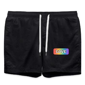 LIEBE Regenbogen LGBT Gay Pride - Badeshorts - Schwarz - Vorne - AI Model Male 185 light (185cm)