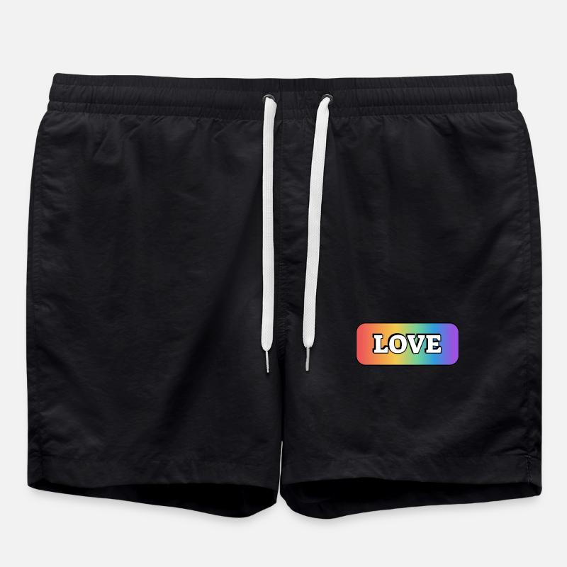 AMOUR arc-en-ciel LGBT gay pride - Short de bain - noir