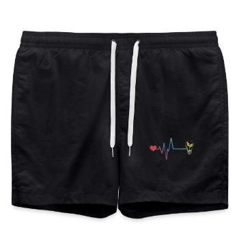 Light bulb pulse heartbeat energy - Swim Trunks - black - Front - AI Model Male 185 light (185cm)