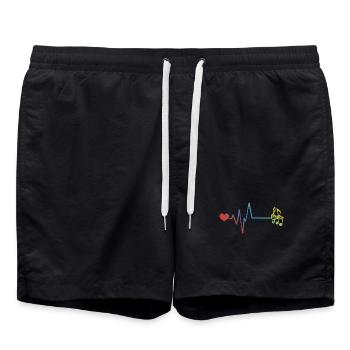 Notes de musique : pouls, rythme cardiaque - Short de bain - noir - Devant - AI Model Male 185 light (185cm)