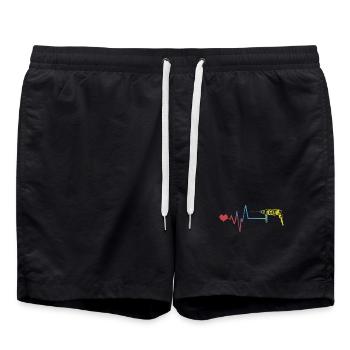 Bohrmaschine Puls Herzschlag - Badeshorts - Schwarz - Vorne - AI Model Male 185 light (185cm)