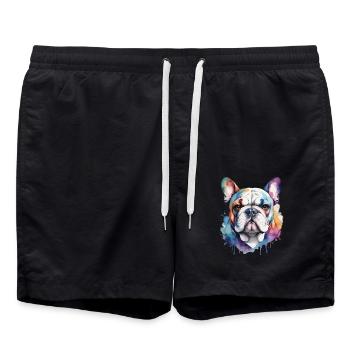 Französische Bulldogge Cool Cool Bunt - Badeshorts - Schwarz - Vorne - AI Model Male 185 light (185cm)
