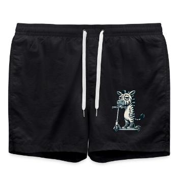 Zebra Scooter Kickroller Funny Comic - Swim Trunks - black - Front - AI Model Male 185 light (185cm)