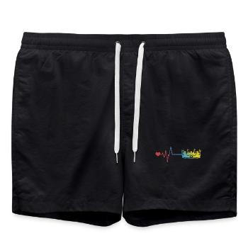 Battement de cœur du pouls du roi de la couronne - Short de bain - noir - Devant - AI Model Male 185 light (185cm)
